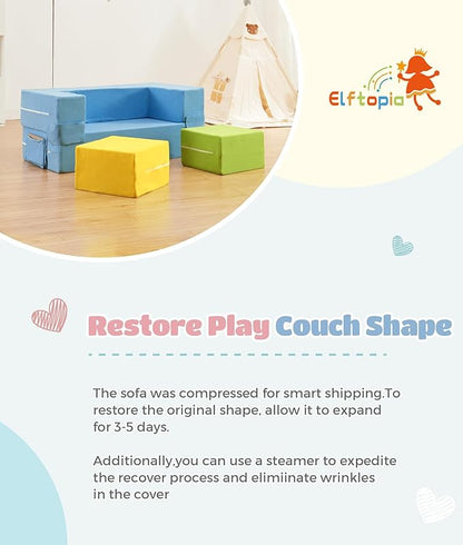 Modular Kids Sofa,Toddler Couch Foam Armchair for Kids,Children Convertible Plush Sofa Play Set,Fold Out SofaBed(Dynami Color)