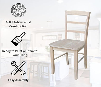 Set of Two Madrid Ladderback Dining Chairs, Unfinished