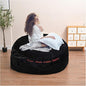 Bean Bag Chair for Adults Kids Without Filling Comfy Fluffy Giant Round Beanbag Lazy Sofa Cover with Words Embroidered for Reading Chair Floor Chair, 5FT, Black