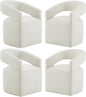 Upholstered Dining Chairs with Removable Casters Barrel Side Armchair with Rollers for Diningroom Bedroom Livingroom Reading Room, Ivory, 4PCS