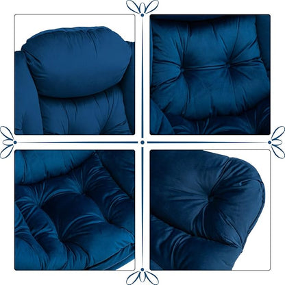 HollyHOME Modern Fabric Large Lazy Chair, Accent Oversized Comfy Reading Chair, Thick Padded Cozy Lounge Chair with Armrest, Steel Frame Leisure Sofa Chair for Living Room, Bedroom, Dorm, Royal Blue