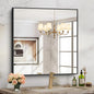 Black Bathroom Mirror for Wall, 30x30 Inch Rectangle Mirrors with Metal Frame, Modern Vanity Wall Square Mirror for Bathroom Living Room, Entryway Hangs Horizontal or Vertical