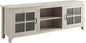 Walker Edison Portsmouth Classic 2 Glass Door TV Stand for TVs up to 80 Inches, 70 Inch, Birch