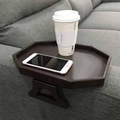 Pekokavo Sofa Armrest Clip Table – No-Slip Couch Tray for Drinks, Snacks, Remote – Adjustable Armchair Table for Living Room, Bedroom, Dorm – Fits Most Armrests (Cherry)