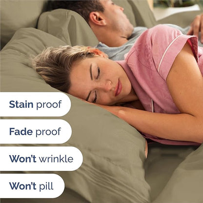 Split King Size 5 Piece Sheet Set - Comfy Breathable & Cooling Bed Sheets Set - Hotel Luxury Bedding for Women, Men, Kids, Teens, Boys & Girls - Deep Pockets, Soft and Wrinkle Free - Oeko-Tex - Khaki