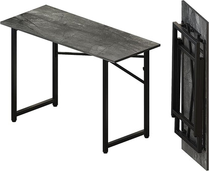 Folding Computer Desk 47 inch Writing Gaming Computer Camping Table, No Assembly Required Home Office Desk, Grey