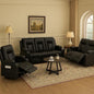 LUCKLIFE Leather Recliner Sofa Set with Manual Recliners,Living Room Furniture Set with Reclining Couch,Loveseat and Armchair,Living Room Chair with Cup Holders,Black (3+2+1)