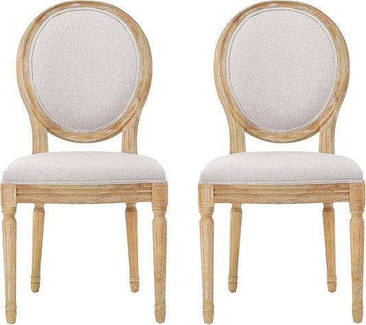 Christopher Knight Home Phinnaeus Polyester Beige Fabric Dining Chair (Set of 2), 2-Pcs Set