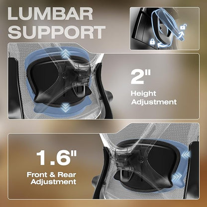 ELABEST X100 Ergonomic Office Chair with Footrest, Big and Tall Home Desk Chair with 5D Flip-Up Arms, Adjustable 3D Lumbar Support,High Back Rolling Computer Chair, Swivel Mesh Chairs (Midnight Mist)