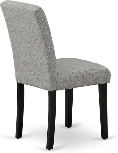 East West Furniture X696AB106-5 5 Piece Modern Dining Table Set Includes a Rectangle Wooden Table with X-Legs and 4 Shitake Linen Fabric Upholstered Parson Chairs, 36x60 Inch, Multi-Color