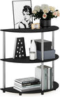 Furinno Frans Turn-N Half Round Console Table with Stainless Steel Tubes, Black Oak 15.6D x 31.1W x 30.8H in