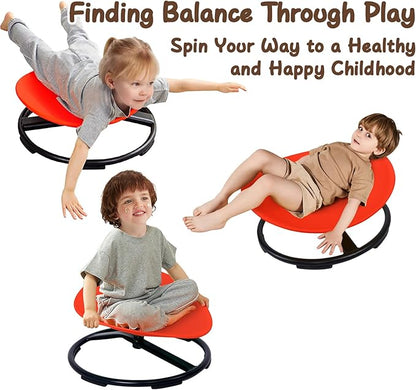 Kids Sensory Spinning Chair for Autism Ages 3+, Sit and Spin Swivel Chair for Kids with ADHD, Sensory Chairs for Autistic Children, Sensory Toys for Motion Sickness Relief, Balance Training (Red)