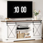 CABIHOME Farmhouse TV Stand and Entertainment Center for TV Up to 65 Inches with Sliding Barn Doors, TV Media Storage Console Table and Furniture for Living Room, Bedroom, White & Brown
