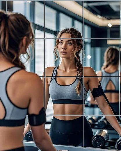 12" x 12" Glass Wall Mirror Tiles for Wall, Frameless Full Length Mirrors Wall Mounted for Home Gym Mirror Yoga Bedroom Dancing Studio Dressing Room (12PCS)