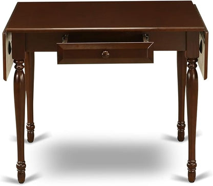 East West Furniture MZGR5-MAH-W 5 Piece Modern Dining Table Set Includes a Rectangle Wooden Table with Dropleaf and 4 Dining Room Chairs, 36x54 Inch, Mahogany