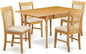 East West Furniture MZNO5-OAK-C 5 Piece Kitchen Table Set for 4 Includes a Rectangle Dining Room Table with Dropleaf and 4 Linen Fabric Upholstered Chairs, 36x54 Inch, Oak