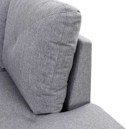 Grey L-Shaped 3-Piece Linen Sofa with Storage Ottoman Set, Sectional Couch Sofa Set for Living Room, Office, Small Space