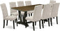 East West Furniture V677EL635-9 9 Piece Kitchen Table Set Includes a Rectangle Dining Table with V-Legs and 8 Doeskin Linen Fabric Parson Dining Room Chairs, 40x72 Inch, Multi-Color