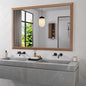 Amorho 60X40 Inch Bathroom Mirror for Wall, Walnut Wood Grain Metal Framed Mirror, HD Reflection, Hang Horizontally/Vertically, Suitable for Bedroom, Farmhouse, Bathroom, Porch
