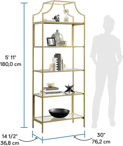 Sauder International Lux Bookcase/ book shelf, Satin Gold finish