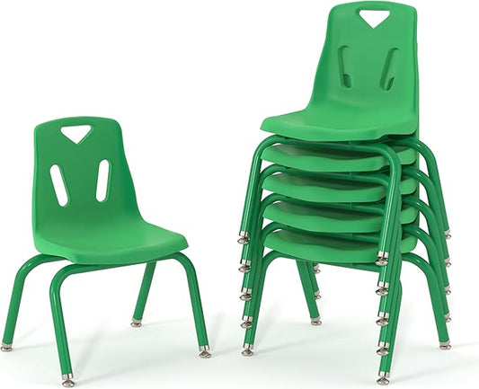 Berries Jonti-Craft 8120JC6119 Stacking Chairs with Powder-Coated Legs, 10" Height, Green, Pack of 6