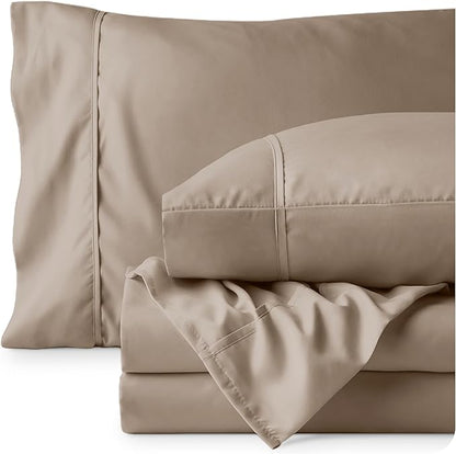 Bare Home Full XL Sheet Set - Luxury 1800 Ultra-Soft Microfiber Full Extra Long Bed Sheets - Double Brushed - Deep Pockets - Easy Fit - 4 Piece Set - Bedding Sheets & Pillowcases (Full XL, Pebble)