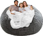 (No Filler) Bean Bag Chair Cover Without Filler,Big Round Soft Fluffy PV Velvet Washable Bean Bag Lazy Sofa Bed Cover for Adults,Living Room Bedroom Furniture Outside,6ft Dark Grey