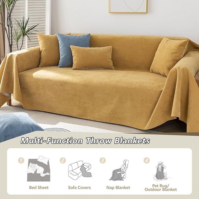 STACYPIK Waterproof Ginger Couch Cover for Sectional, Loveseat Covers, Futon Cover, L Shaped Cover, Anti-Cat Scratch Furniture Protector for 2 Cushion Couch，Washable Pets Protector Sofa Cover-71X102IN
