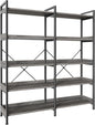 Huuger 5 Tier Bookshelf, Display Bookshelf with 10 Open Shelves and Raised Baffle, 47.2 Inch Straight Wide Bookcase with Metal Frame and Wooden Board, Adjustable Feet, Grey