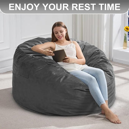 Hobestluk 4FT Bean Bag Chair Giant Bean Bag Chairs for Adults Large Bean Chairs with Removable Cover, Beanbag Chair with Filler, Adult Bean Bag Chairs for Living Room, Bedroom