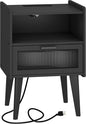Nightstand with Charging Station, Bedside Tables, End Table Side Table with 2 Tiers Storage Space, for Bedroom, Living Room, Black CAMLBZ07BE