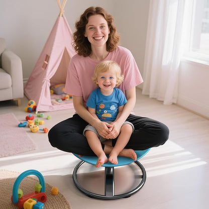 Spinning Chair for Autistic Kids - Sensory Spinning Chair for Autistic Children with Safety Handle & Non-Slip Design, Swivel Chairs for 3-12 Years Kids Autism(Blue)