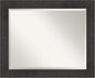 Amanti Art Brown Bathroom Mirror for Over Sink, 28x34 Rustic Plank Espresso Rectangle Vanity Mirror, Large Rustic Farmhouse Frame, Hangs Horizonally and Vertically, Bathroom Wall Decor, Beveled Edge