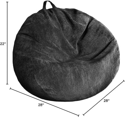 Stuffed Animal Storage Bean Bag Chair Cover (No Filler) Washable Ultra Soft Corduroy Bean Bag Cover for Organizing Plush Toys or Textile, Sack Bean Bag for Adults, Teens