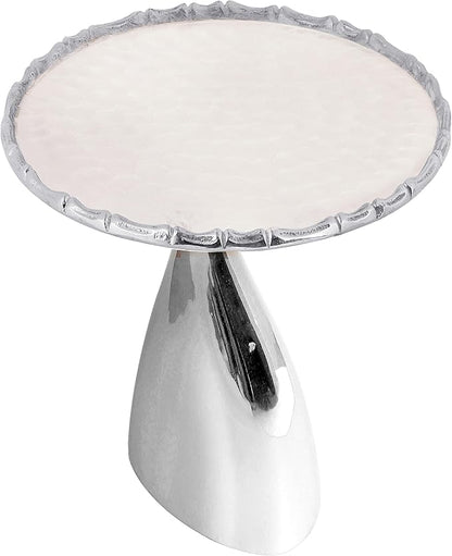 CLEENTABLE Coffee Round Side Table - Pedestal Lightweight Metal End Table - Metal Accent Table for Small Spaces Living Room,Bedroom,Balcony - Easy Assembly, Modern Minimalist Design 18" (Silver)
