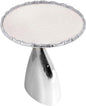 CLEENTABLE Coffee Round Side Table - Pedestal Lightweight Metal End Table - Metal Accent Table for Small Spaces Living Room,Bedroom,Balcony - Easy Assembly, Modern Minimalist Design 18" (Silver)