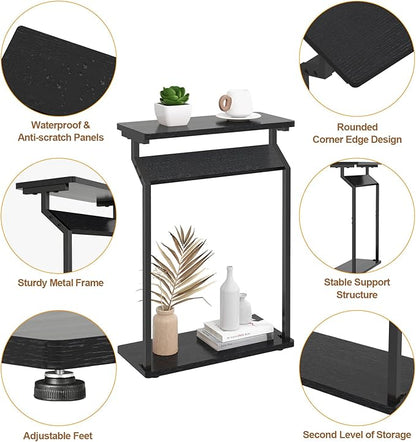 Narrow Side Table for Small Spaces, Small End Table, Slim Couch Tray Tables, Small Side Table for Couch, Skinny Thin End Tables for Living Room, Bedroom, Black