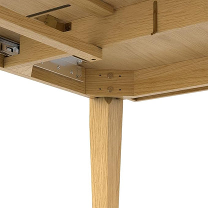 SIMPLIHOME Colby Extendable Dining Table, Solid Wood Oak Veneer in Oak, 60-76 x 36 inches, Contemporary-Style Rectangular Expandable Kitchen Table with Butterfly Leaf for 6+ People