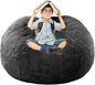BCU Bean Bag Cover Comfy Beanbag Chair for Adults Without Filler Faux Fur Lazy Sofa Cover for Living Room Chairs, Dark Grey, 3.5FT