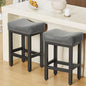 Counter Height Bar Stools Set of 2, 24 Inch Barstools for Kitchen Island Counter, Bonded Leather Kitchen Stools with Thick Saddle Seats & Heavy Duty Metal Base, Easy Assembly, Gray/Black