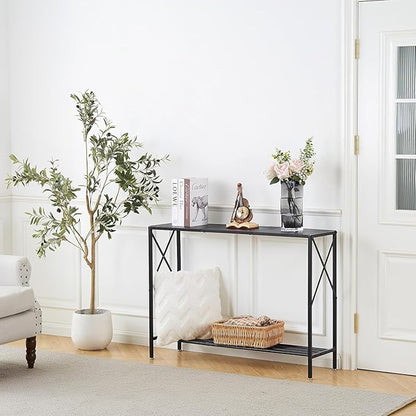Wimarsbon Console Table,Multifunctional Sofa Side Table with Shelves,Behind Couch TV Tables with Metal Frame,Accent Display Stand for Hallway,Entrance (41.9" 2-Layer Black Frame)