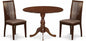 East West Furniture DMIP3-MAH-C 3 Piece Dining Set Contains a Round Dining Room Table with Dropleaf and 2 Linen Fabric Upholstered Chairs, 42x42 Inch, Mahogany