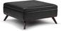 SIMPLIHOME Owen 36 inch Wide Mid Century Modern Square Coffee Table Storage Ottoman in Distressed Black Vegan Faux Leather, Assembled, for the Living Room, Entryway and Family Room