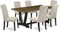 East West Furniture V677EL635-7 7 Piece Kitchen Table & Chairs Set Consist of a Rectangle Dining Room Table with V-Legs and 6 Doeskin Linen Fabric Parsons Chairs, 40x72 Inch, Multi-Color