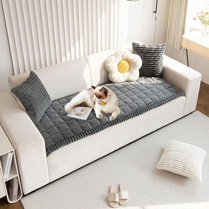 OTOB Couch Cover for Dogs Washable, Non Slip Plush Sofa Covers for 3 Cushion Couch, Fuzzy Pet Friendly Mat Bed Furniture Protector Sofa Slipcover, All Seasons (Dark Gray, 27.6" x 70.9")