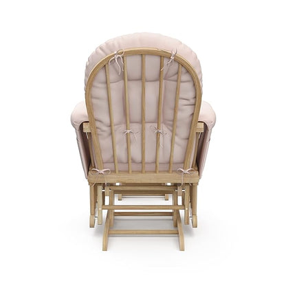 Storkcraft Premium Hoop Glider & Ottoman (Natural/Pink) — GREENGUARD Gold Certified Nursery Glider, Solid Wood Craftsmanship, Smooth-Gliding Nursery Chair and Ottoman, Award-Winning