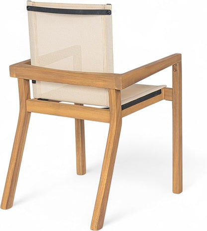 Merax Mesh Seating Solid Wood Dining Chairs Set of 2, French Country Style Accent Side Seating Furniture for Kitchen, Living Room, Textile Back, Beige