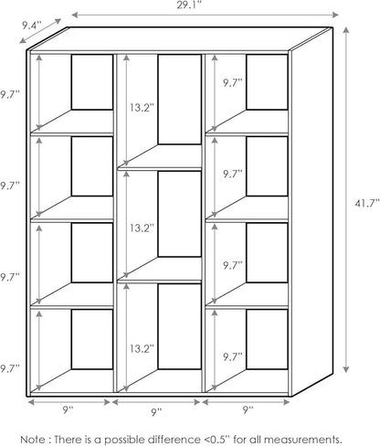 Furinno Luder Bookcase / Book / Storage , 11-Cube, White/Pink