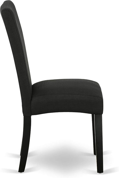 East West Furniture X697DR124-9 9 Piece Modern Dining Table Set Includes a Rectangle Wooden Table with X-Legs and 8 Black Color Linen Fabric Upholstered Chairs, 40x72 Inch, Multi-Color