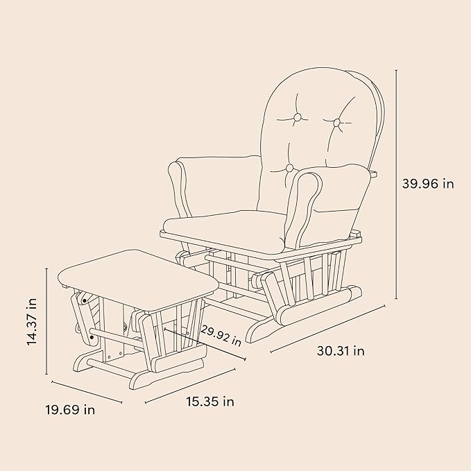 Storkcraft Premium Hoop Glider & Ottoman (Black with Gray) — GREENGUARD Gold Certified, Solid Wood Craftsmanship, Convenient Storage Pockets, Smooth-Gliding Chair for Nursery, Multi-Award-Winning